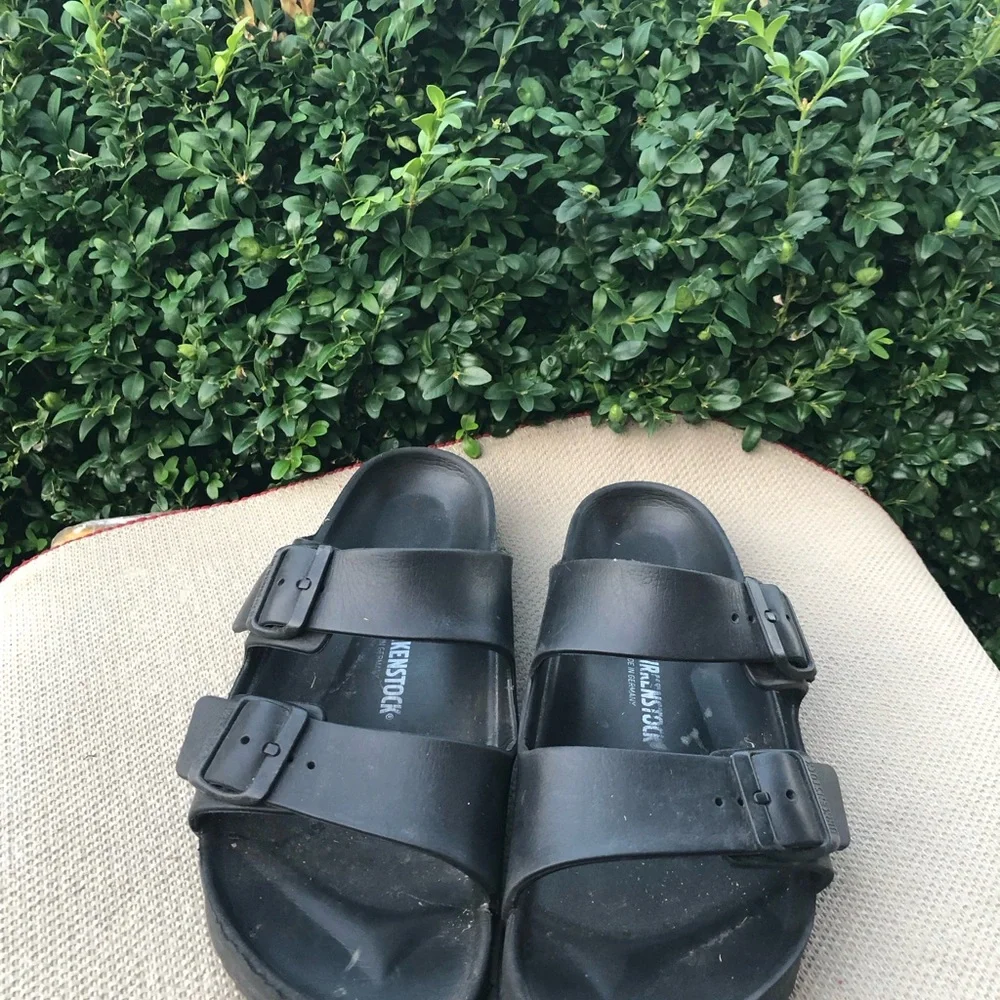Birkenstock Arizona Exquisite Mens Black Rubber Sandals Size 41/8US